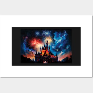 Enchanted Castle Night Sky Art Posters and Art